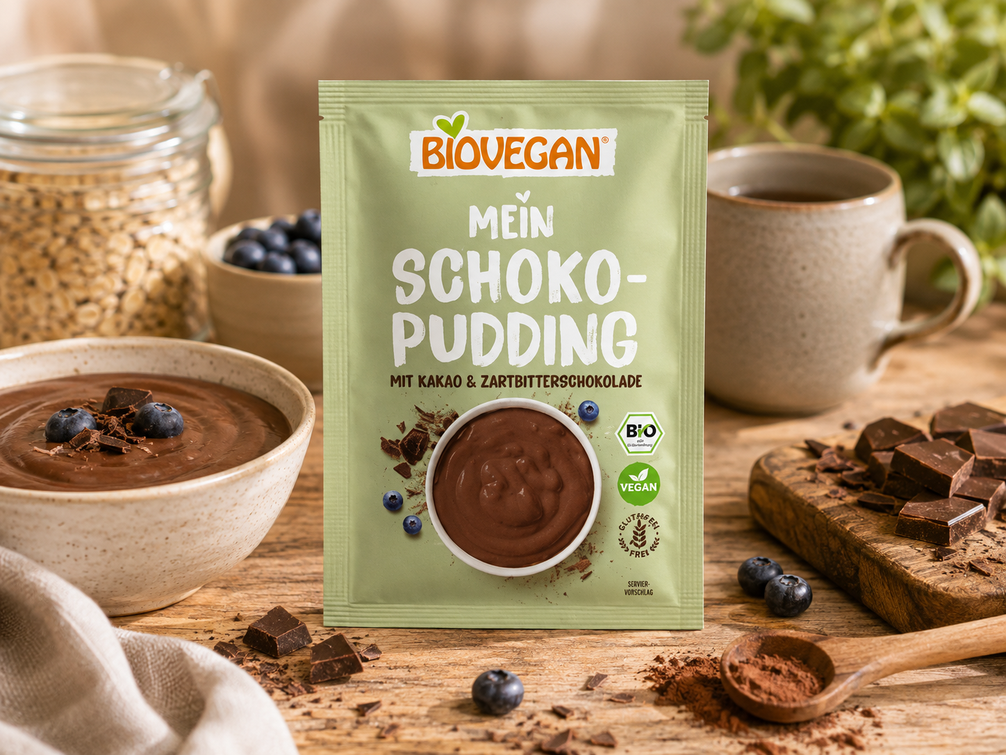 ČOKOLÁDOVÝ PUDING bez lepku, s kakaem a hořkou čokoládou, 55 g, BIO, eshop.celiakarna.cz